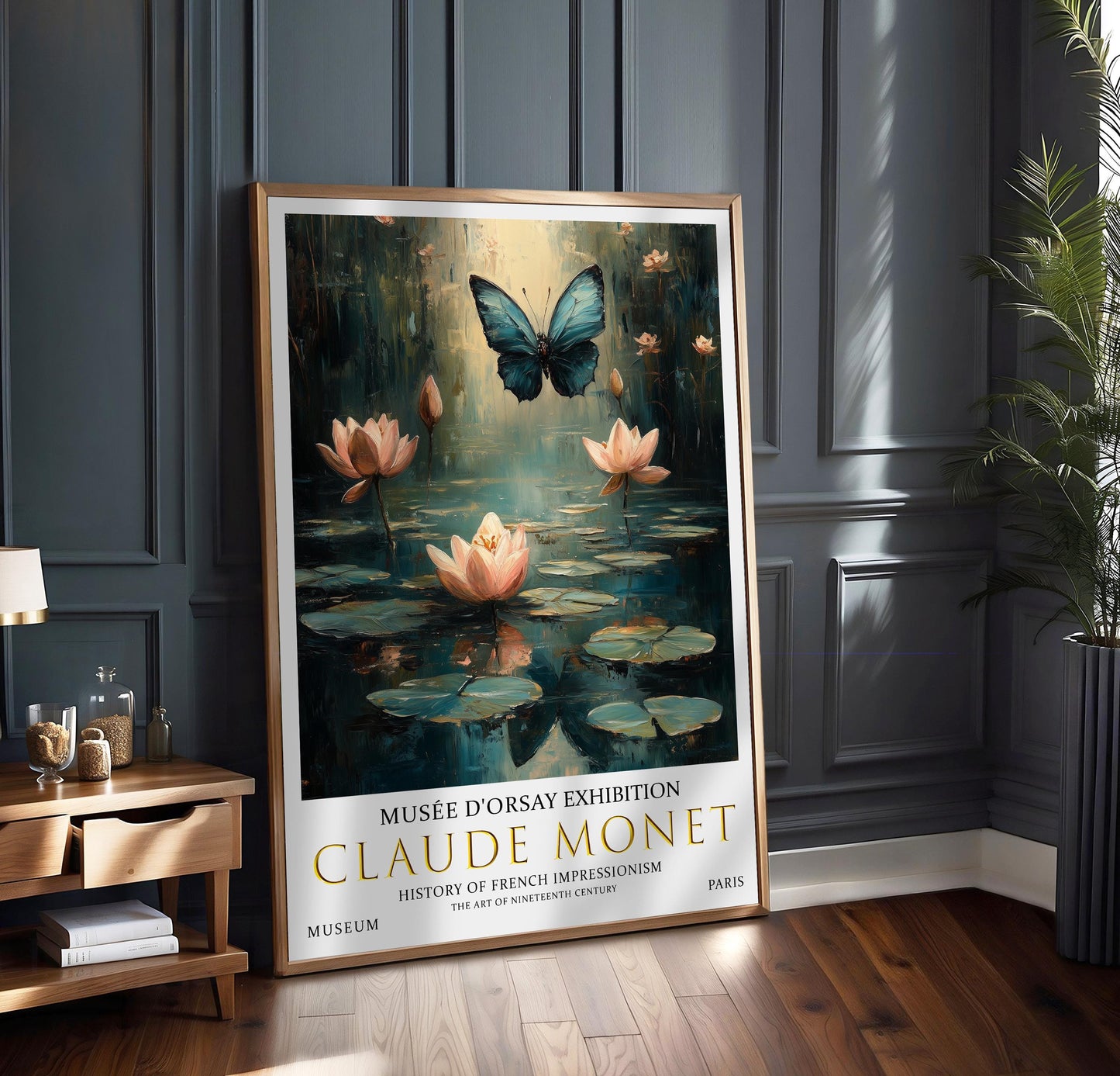 Claude Monet Print, Claude Monet Exhibition Poster, Claude Monet Poster, Vintage Poster, Water Liles Art, Vintage Wall Art, Butterfly Print