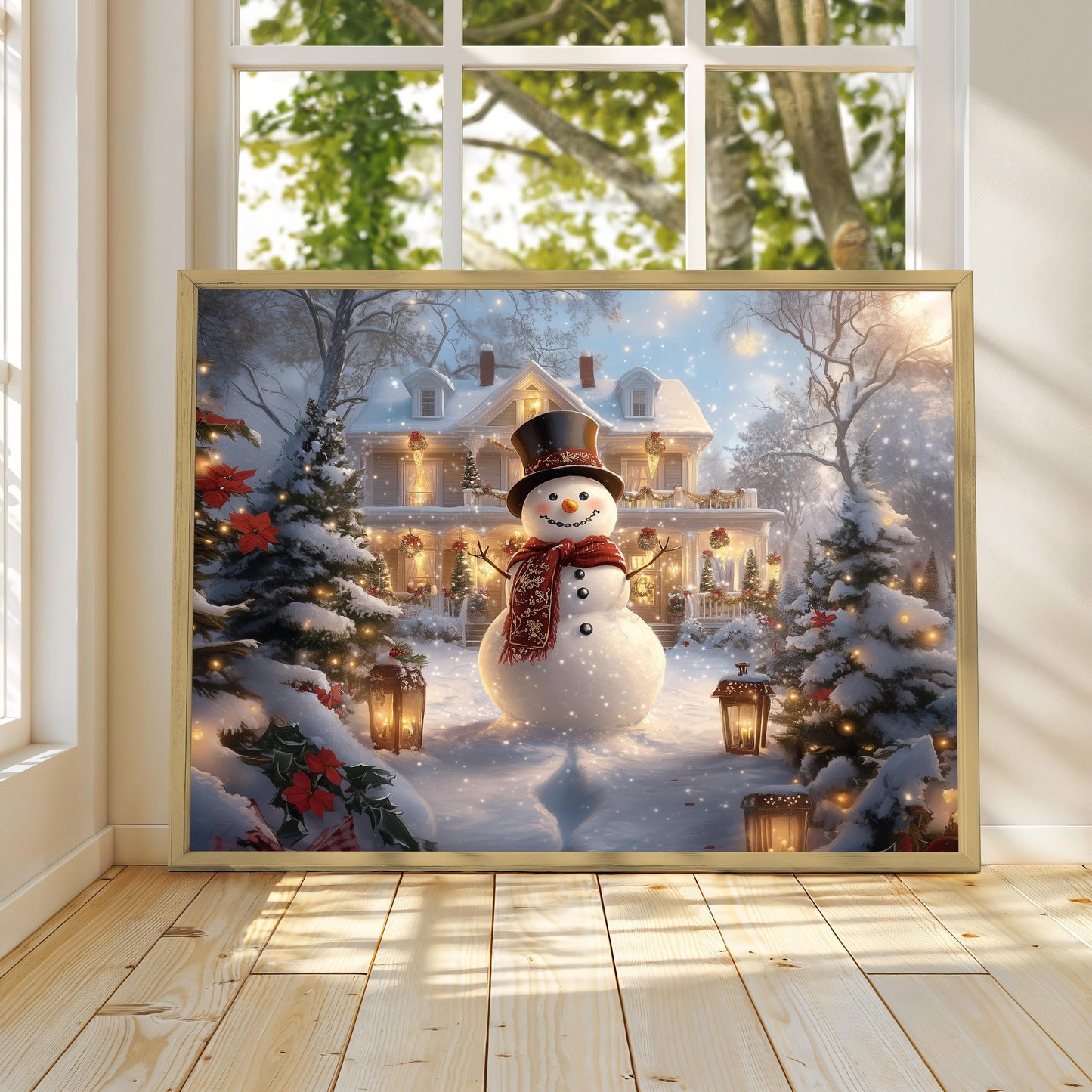 Christmas Snowman, Christmas Poster Print, Christmas Wall Art, Winter Wonderland, Holiday Decor, Christmas Wall Decor, Snowman Print