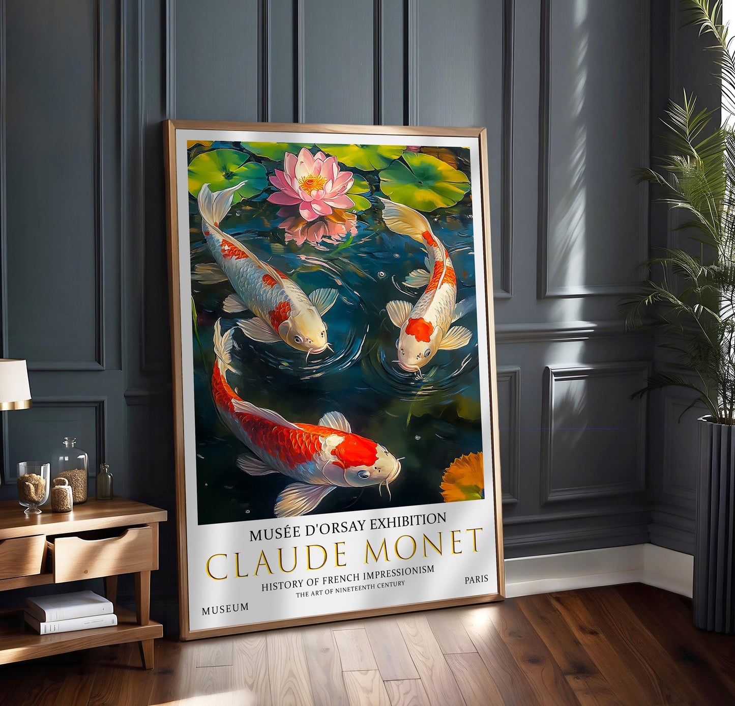 Claude Monet Koi Fish Poster - French Impressionist Water Lily Decor, Museum Exhibition Poster, Nature Wall Art for Home