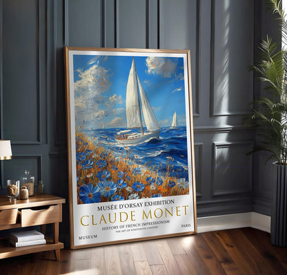 Claude Monet Sailing Boat Art Print - French Impressionist Sea Landscape, Museum Poster, Nautical Decor, Fine Art for Coastal Homes