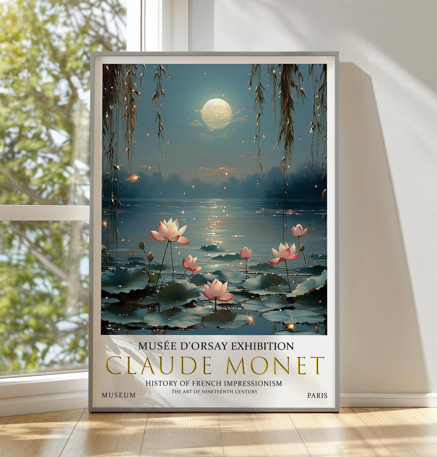 Claude Monet Moonlit Water Lily Art Print - French Impressionist Night Scene, Museum Poster, Tranquil Nature Wall Decor