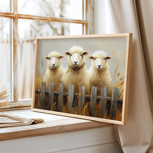 Vintage Sheep Print, Farm Animal Painting, Sheep Wall Art, Farmhouse Wall Decor, Vintage Wall Art , Cottagecore Art, Living Room Home Decor