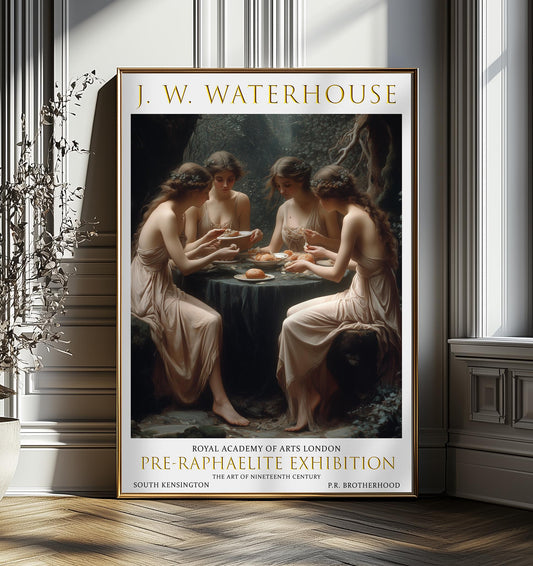 John William Waterhouse Art Print, Vintage Pre-Raphaelite Exhibition Poster, Romantic Mythology Wall Decor, Hesperides Nymphs Art