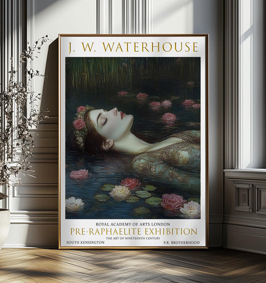 John William Waterhouse Art Print - Ophelia, Pre-Raphaelite Vintage Poster, Romantic Wall Decor, William Shakespeare Drama Hamlet