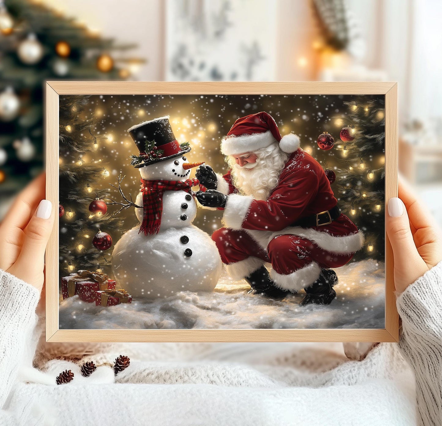 Santa Claus Print, Christmas Poster Print, Christmas Wall Art, Winter Wonderland, Winter Wall Art, Christmas wall Decor, Winter Print