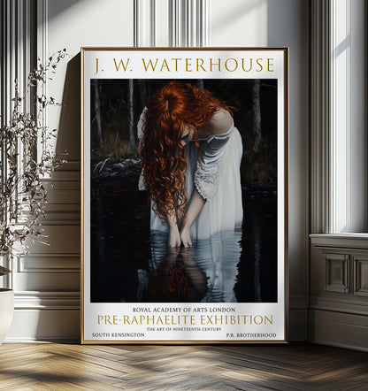 John William Waterhouse Print - Reflection of Tranquility, Pre-Raphaelite Vintage Art, Romantic Wall Art, Medieval Poster