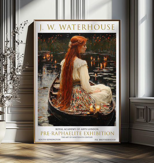 Waterhouse Art Print: The Lady of the Lake - Vintage Pre-Raphaelite Wall Art, Classic Home Decor, J.W. Waterhouse Exhibition Poster