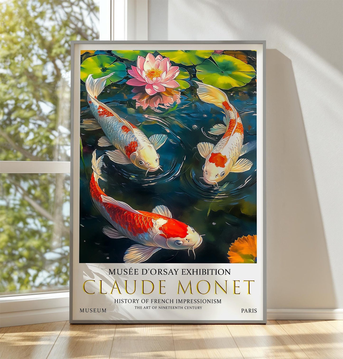 Claude Monet Koi Fish Poster - French Impressionist Water Lily Decor, Museum Exhibition Poster, Nature Wall Art for Home