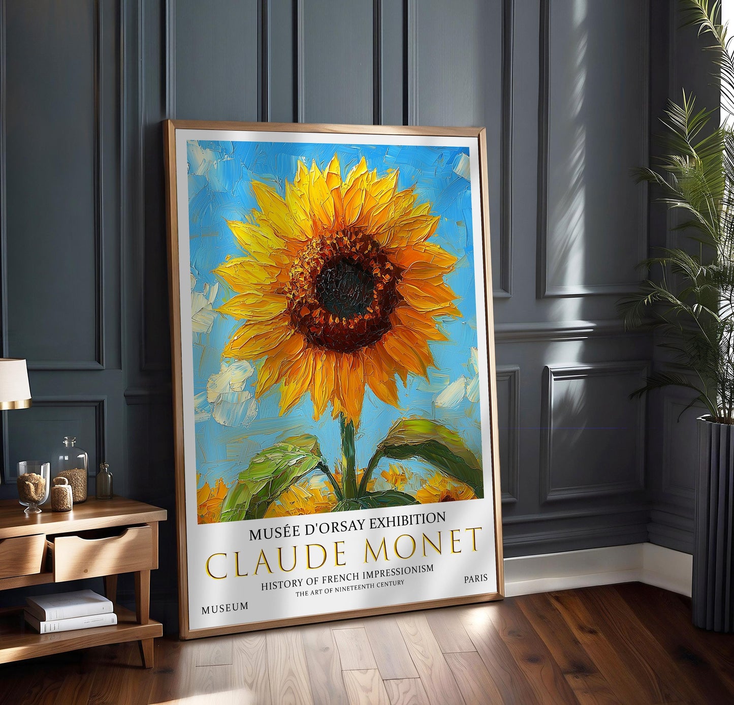 Claude Monet Sunflower Art Print - French Impressionist Floral Wall Decor, Bright Botanical Museum Poster