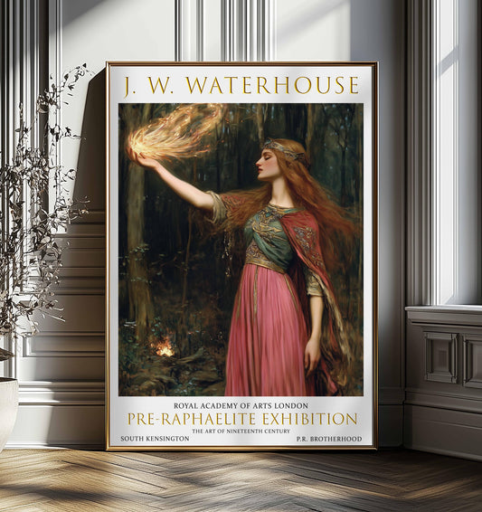 John William Waterhouse Elven Sorceress Art Print - Vintage Pre-Raphaelite Exhibition Poster, Mythical Romantic Wall Art, Antique Wall Decor