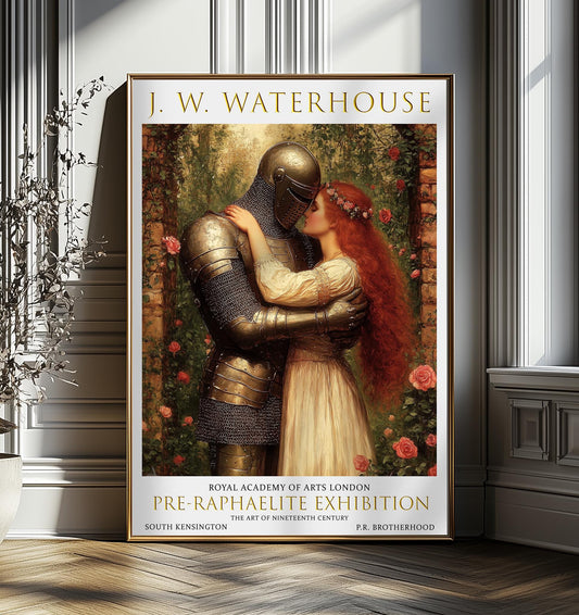 John William Waterhouse Art Print - The Accolade, Romantic Pre-Raphaelite Poster, Knight & Maidenm, Medieval Wall Decor, Academic Art