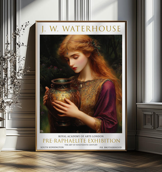 John William Waterhouse Pandora Print - Vintage Pre-Raphaelite Exhibition Poster, Mythical Wall Art, Antique Decor, Vintage Artwork