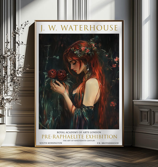 John William Waterhouse Floral Print - Persephone, Romantic Vintage Wall Decor, Pre-Raphaelite Exhibition Poster, Antique Painting