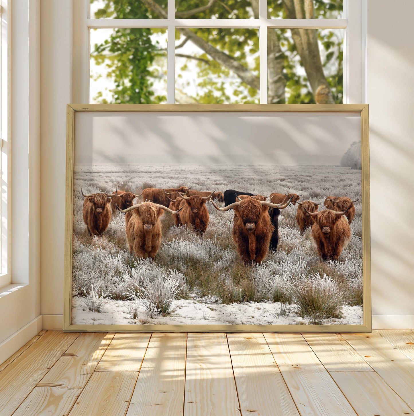 Winter Highland Cows Wall Print - Shottish Winter, Highland Cows Wall Art Posters, Winter Highland Cow, Highland Cow Decor - Farmhouse Gifts