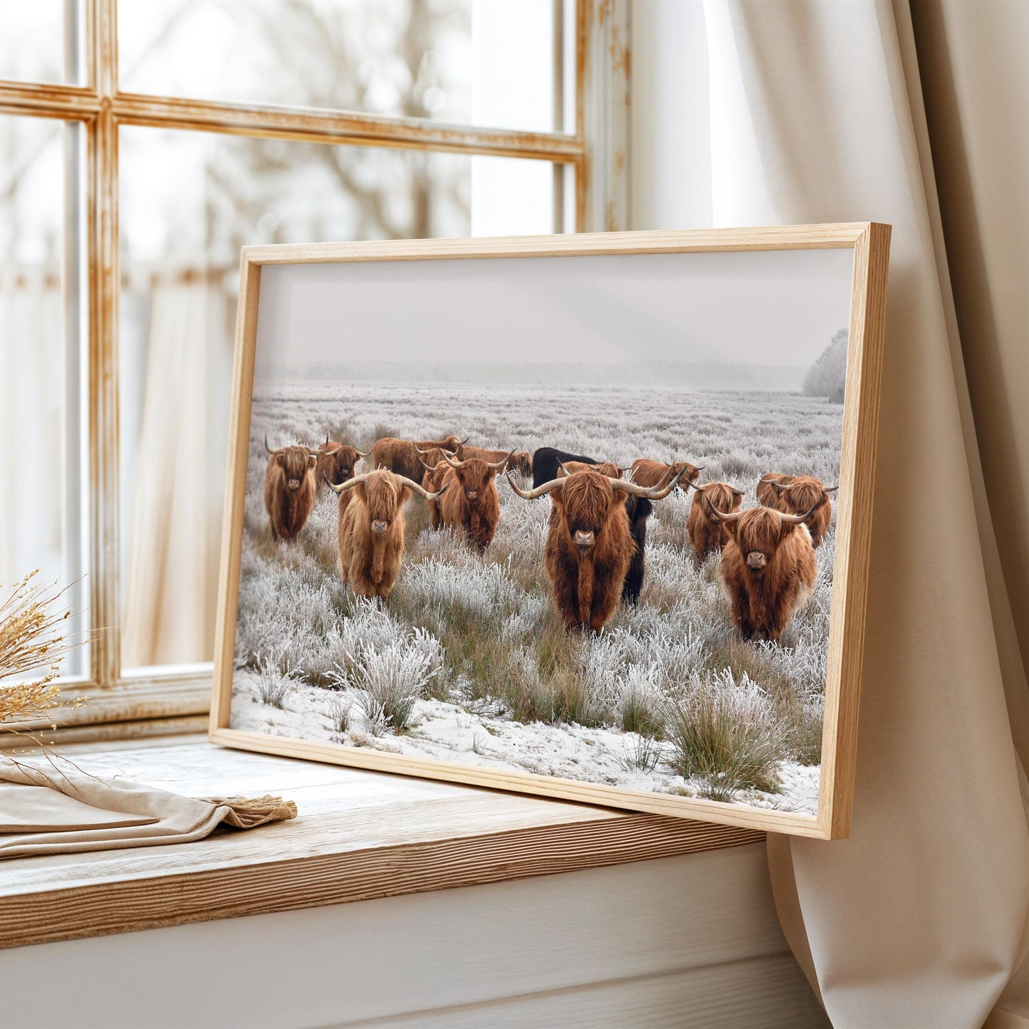 Winter Highland Cows Wall Print - Shottish Winter, Highland Cows Wall Art Posters, Winter Highland Cow, Highland Cow Decor - Farmhouse Gifts