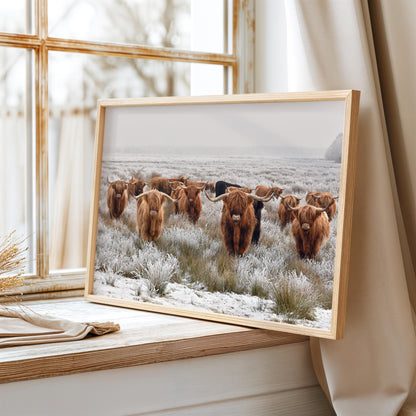 Winter Highland Cows Wall Print - Shottish Winter, Highland Cows Wall Art Posters, Winter Highland Cow, Highland Cow Decor - Farmhouse Gifts